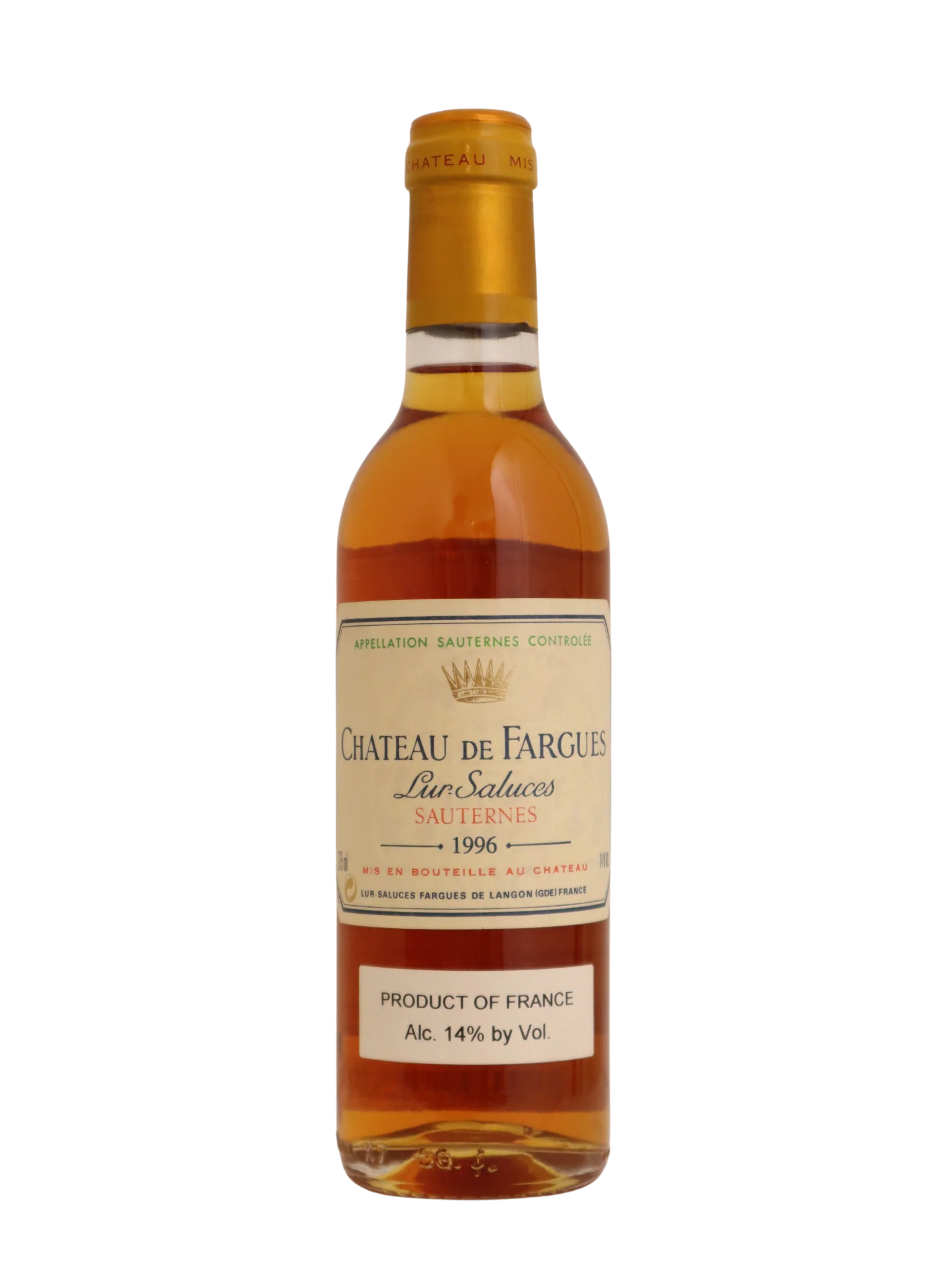 1996 Chateau de Fargues Sauternes Lur Saluces, Sauternes, Bordeaux - 375ml