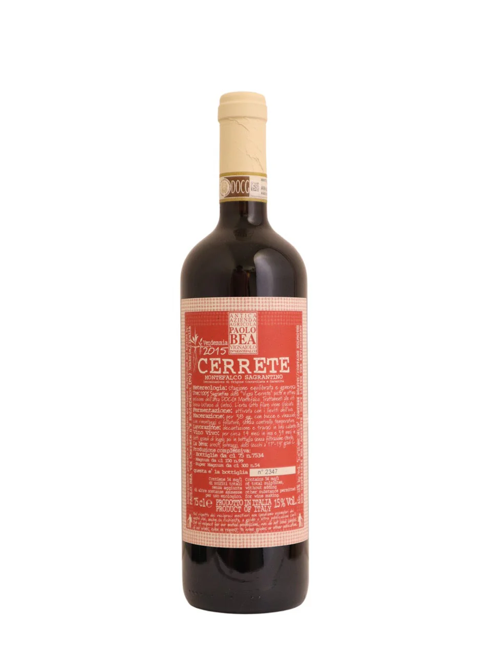 2015 Paolo Bea Montefalco Sagrantino "Vignetto Cerrete", Umbria, Italy