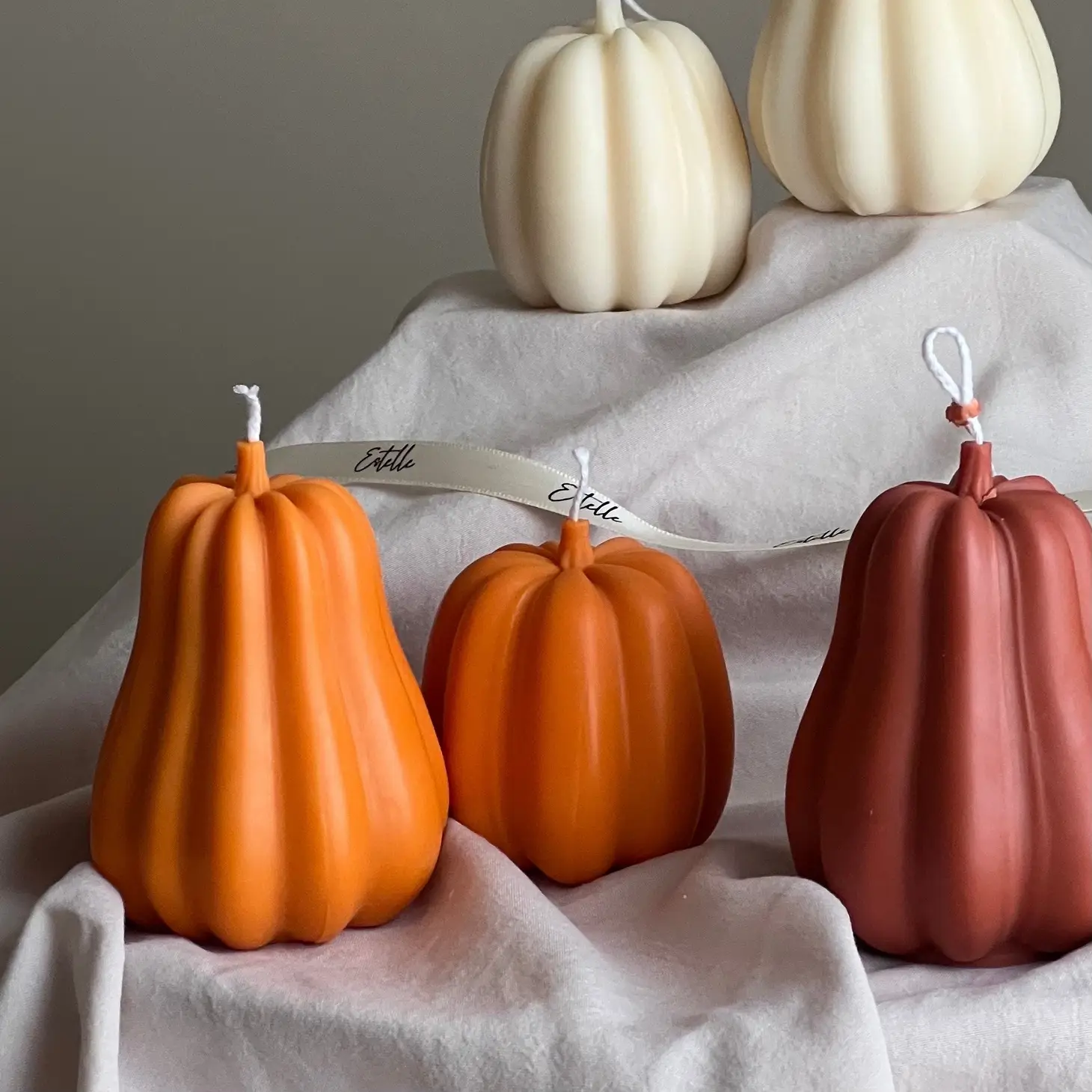 Pumpkin Candle, Orange, Pumpkin and Cinnamon, Set of 2