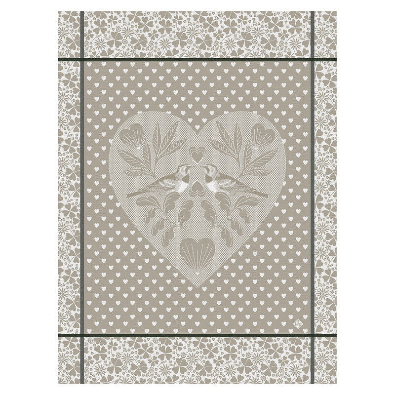 Le Jacquard Français, Amour Beige Tea Towel, 24x31, 100% Cotton