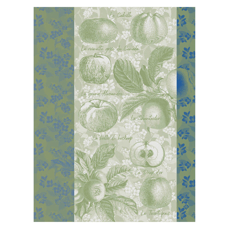 Le Jacquard Français, Pommes a Croquer Green Tea Towel 24x31, 100% Cotton - Image 2