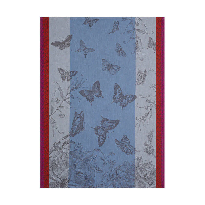 Le Jacquard Français, Jardin De Papillons Blue Tea Towel, 24x31 100% Cotton - Image 7