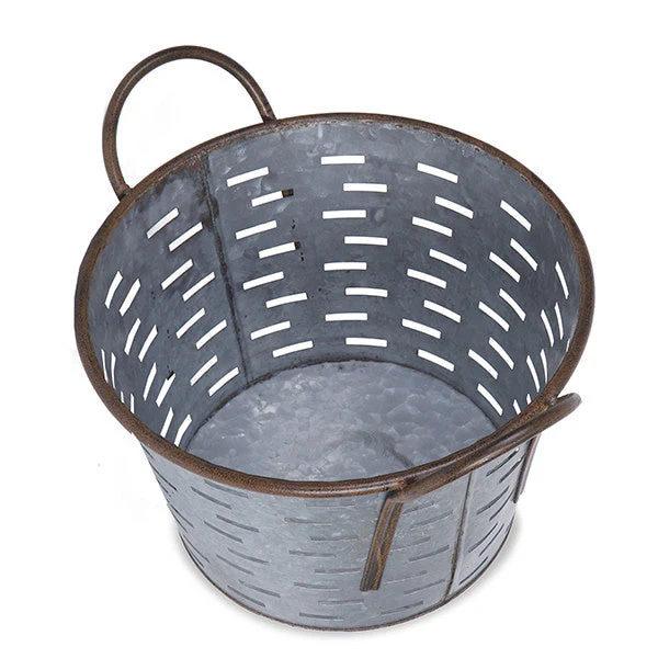 Jillian Round Galvanized Metal Container with Cutout Design - Image 2