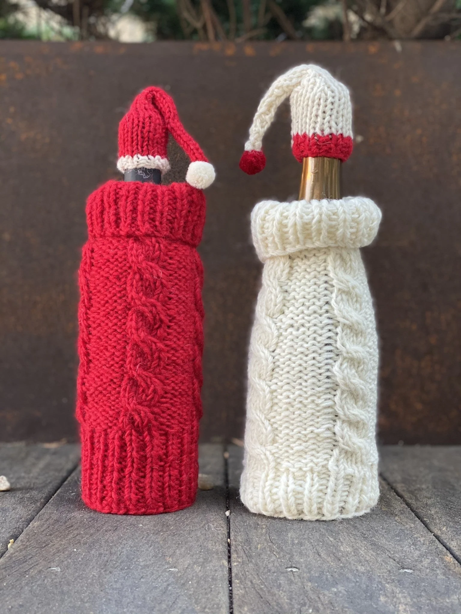 Knit Wine Cozy & Cap