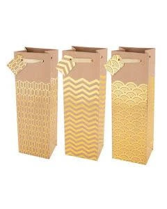 Kraft & Gold Wine Bag Assorted