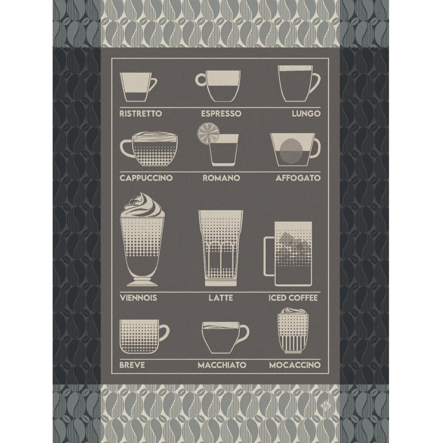 Le Jacquard Français, Barista Black Tea Towel, 24x31, 100% Cotton