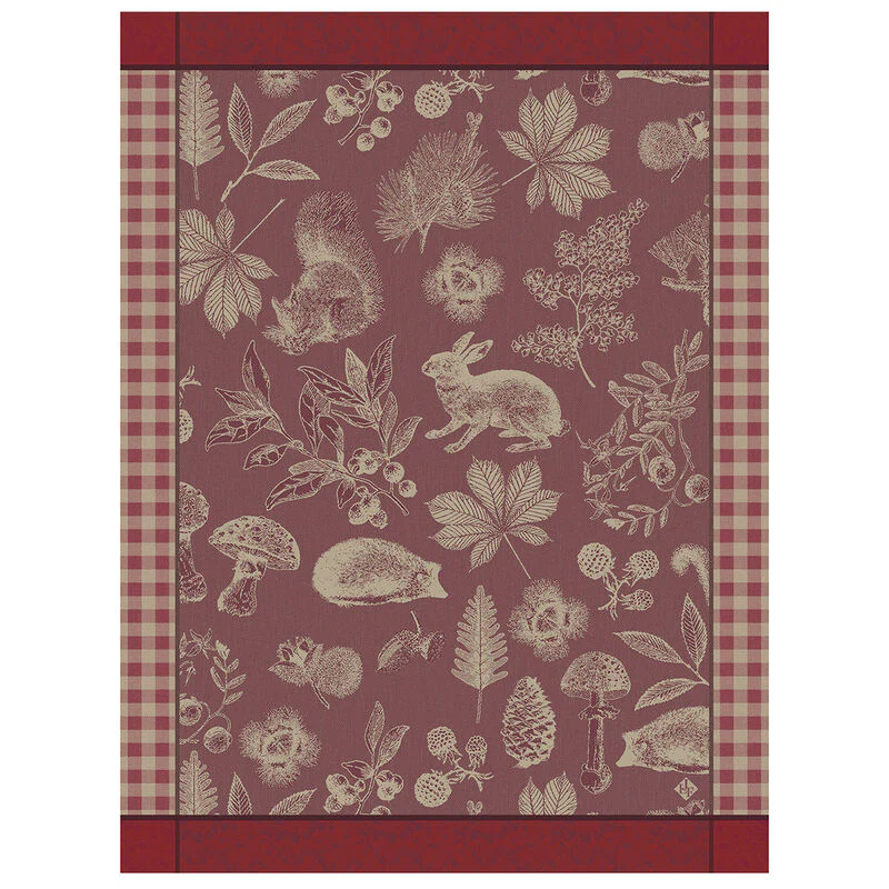 Le Jacquard Français, Dans Les Bois Tableau Red Tea Towel, 24x31, 100% Cotton