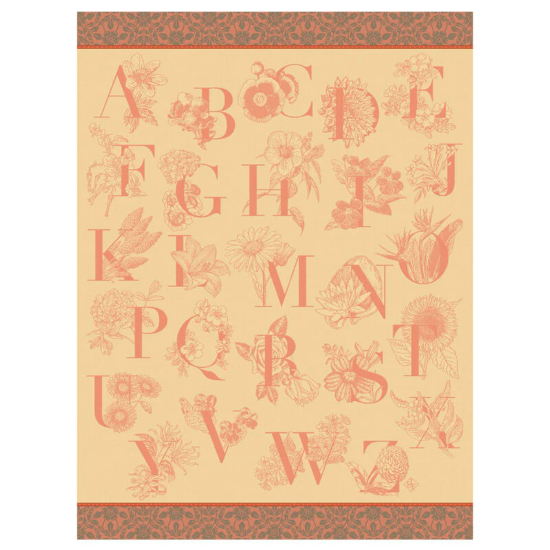 Le Jacquard Français, De A à Z Orange Tea Towel, 24x31, 100% Cotton