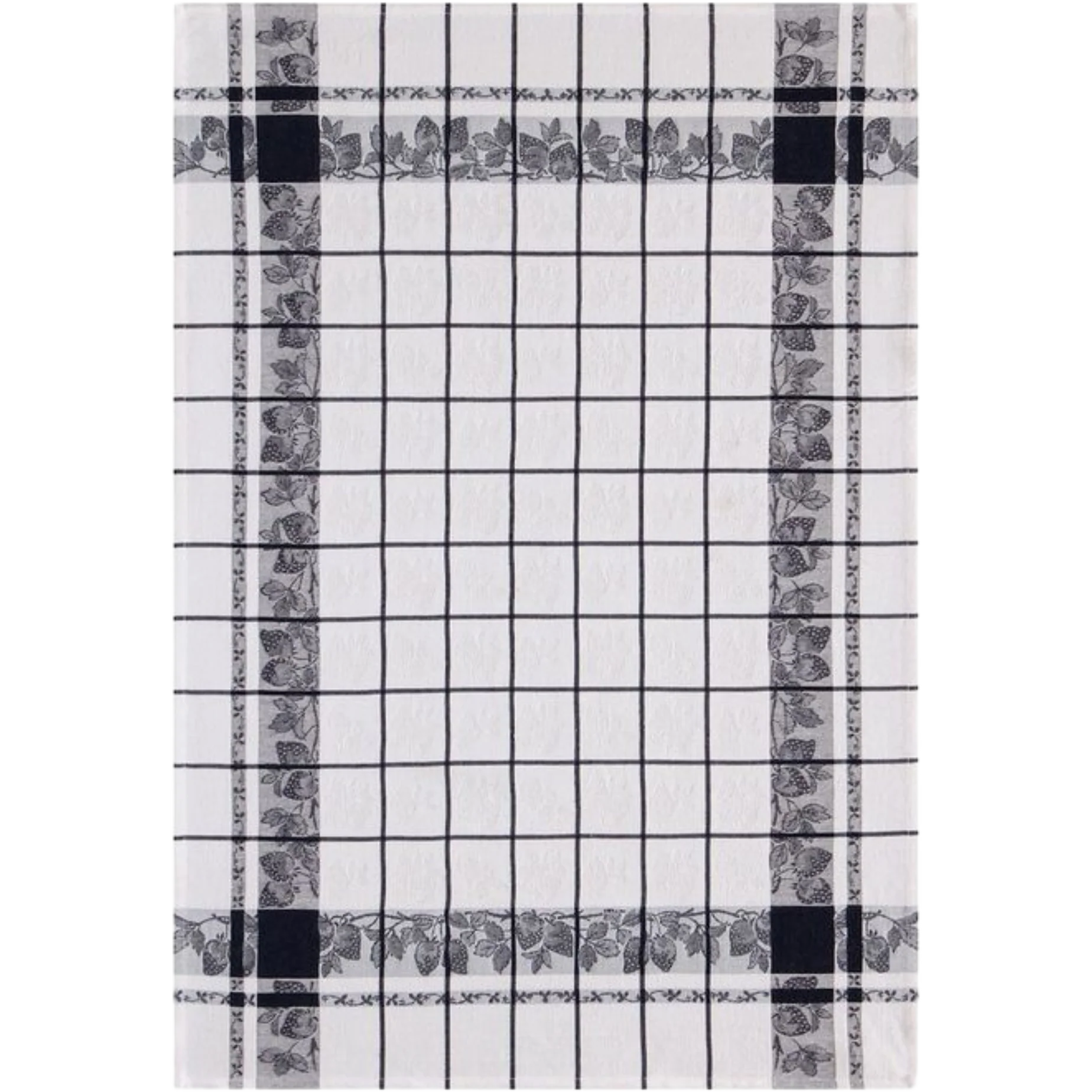 Le Jacquard Français, Fraises Black Tea Towel, 24x31, 100% Cotton