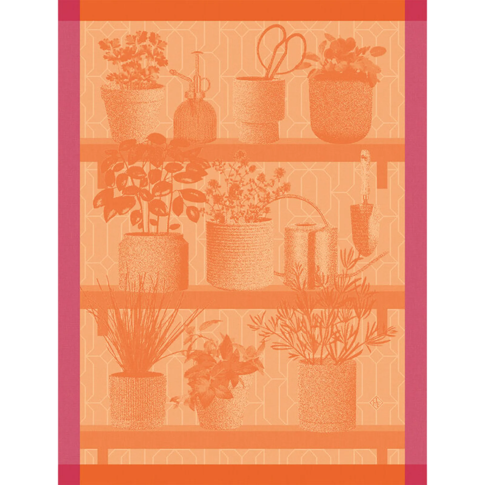 Le Jacquard Français, Herbes Fraîches Orange Tea Towel, 24x31, 100% Cotton