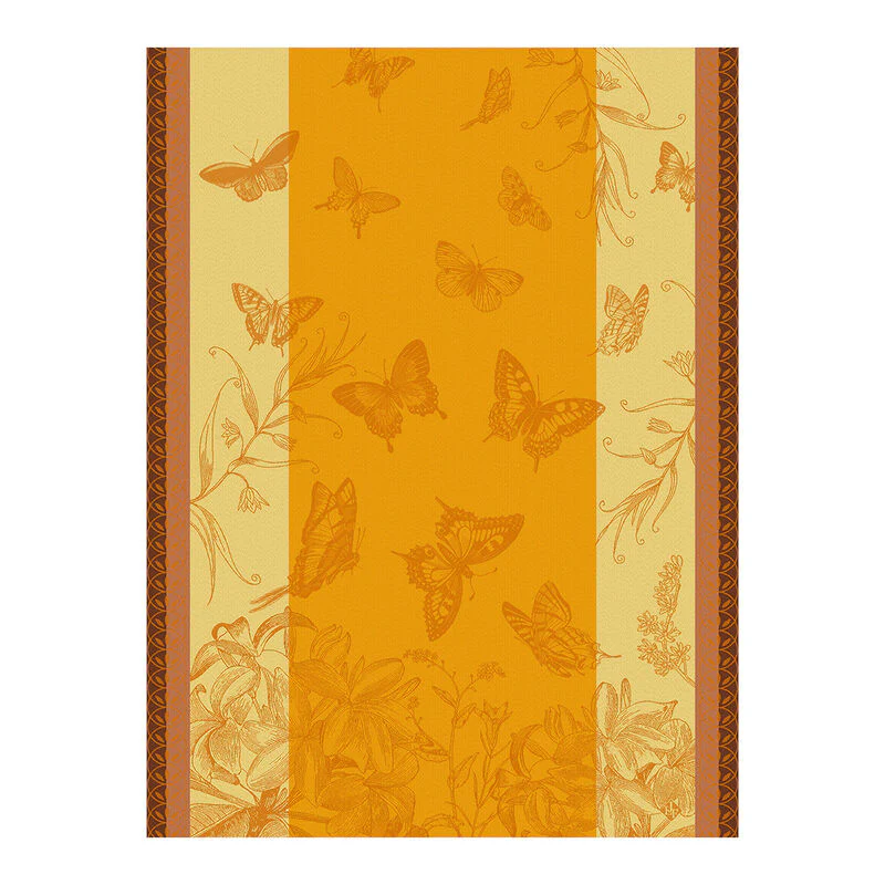 Le Jacquard Français, Jardin de Papillon Orange Tea Towel, 24x31, 100% Cotton