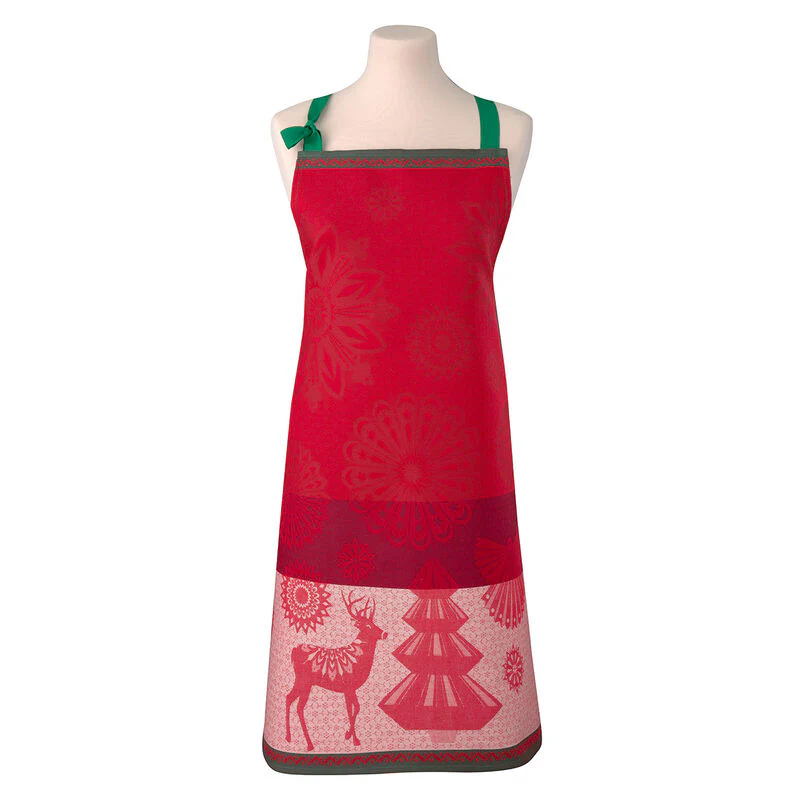 Le Jacquard Français, Lumière d'étoiles Red Apron 31x38, 100% Cotton