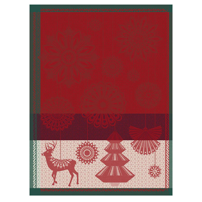 Le Jacquard Français, Lumière d'étoiles Red Tea Towel, 24x31, 100% Cotton
