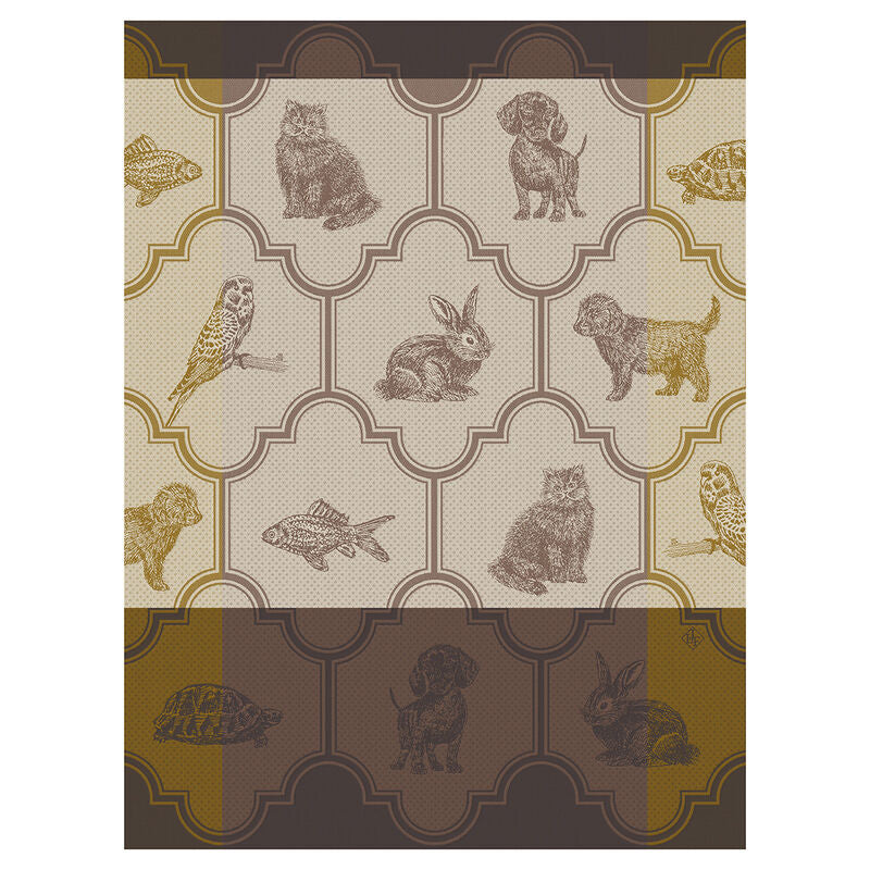 Le Jacquard Français, Nos Acolytes Brown Tea Towel, 24x31, 100% Cotton
