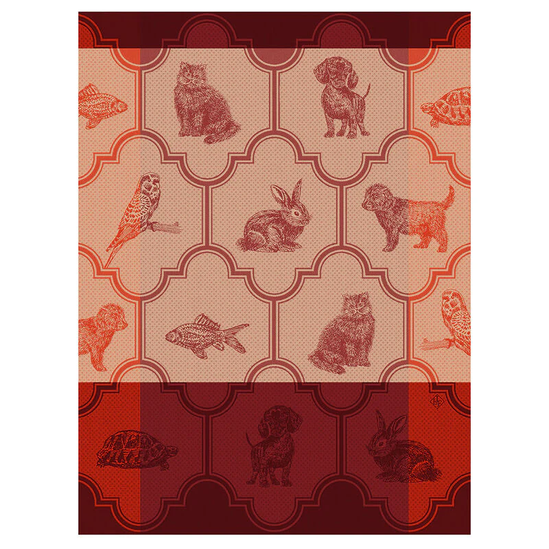 Le Jacquard Français, Nos Acolytes Pink Tea Towel, 24x31, 100% Cotton