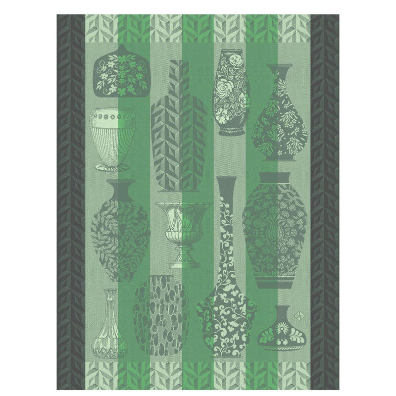 Le Jacquard Français, Poteries Green Tea Towel, 24x31, 100% Cotton