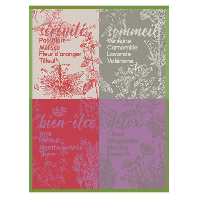 Le Jacquard Français, Sérénités Green Tea Towel, 24x31, 100% Cotton
