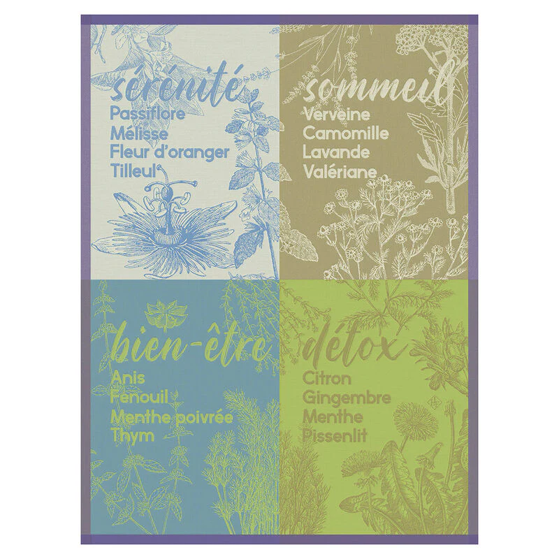 Le Jacquard Français, Sérénités Purple Tea Towel, 24x31, 100% Cotton