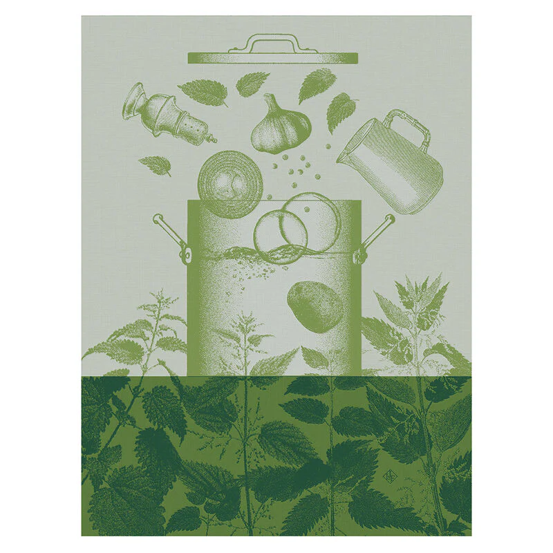Le Jacquard Français, Veloutés d'Orties Green Tea Towel, 24x31, 100% Cotton