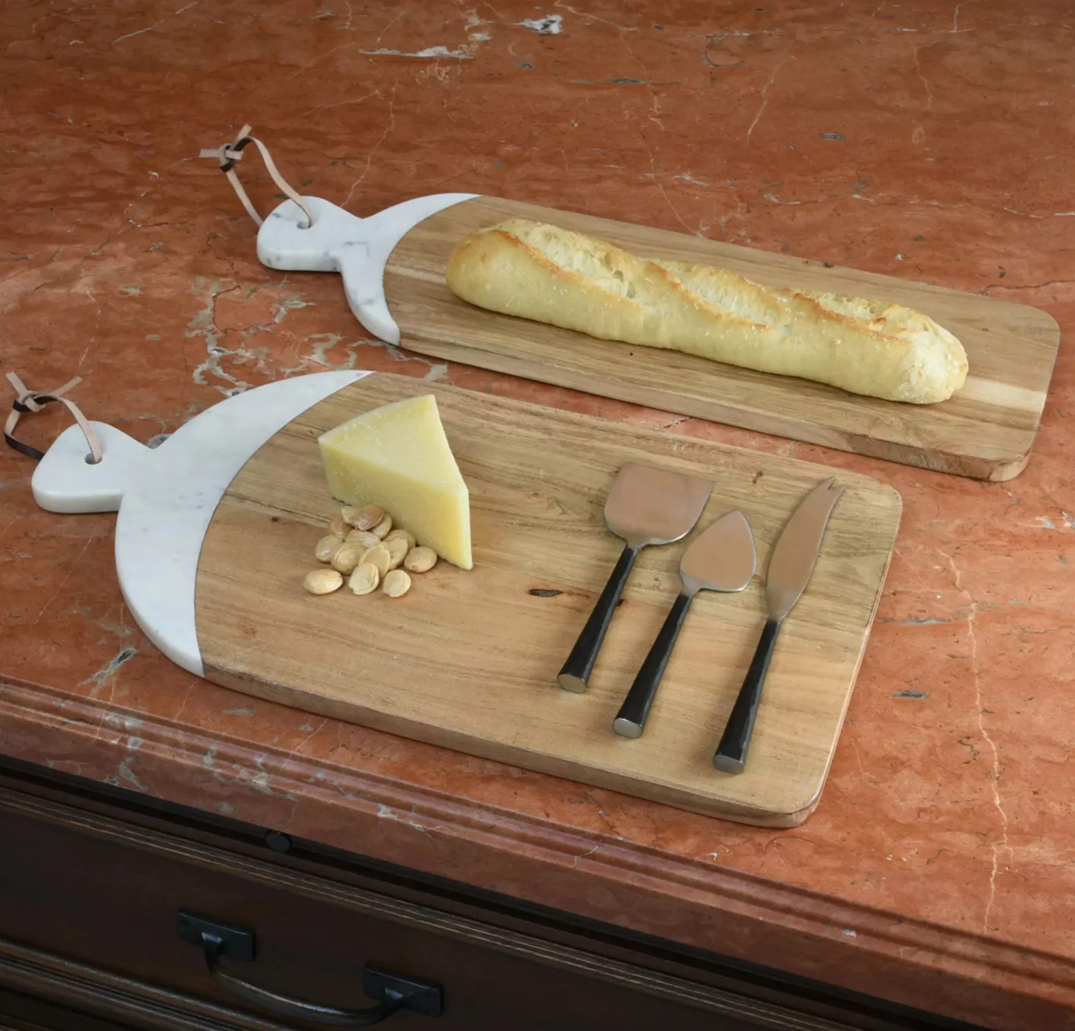 Mercer Cutting Board, Wood & Marble, Long - Image 3