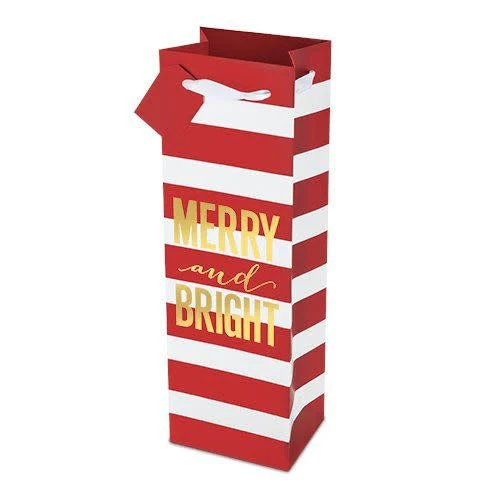 Merry and Bright Striped Bottle Bag