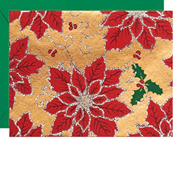 Poinsettias Gold Glitter 10 pack cards