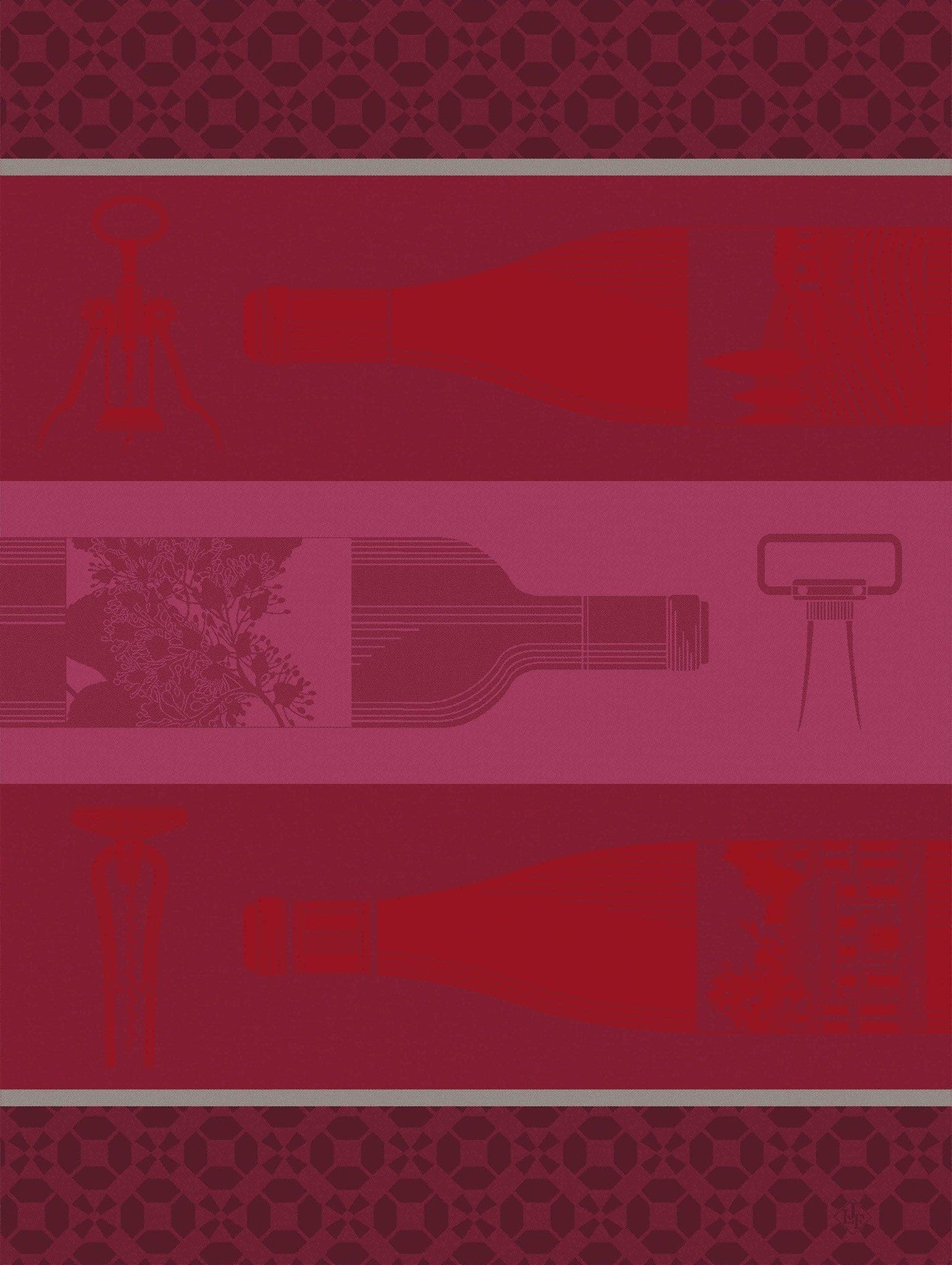 Le Jacquard Français, Vin En Bouteille Red Tea Towel 24x31, 100% Cotton
